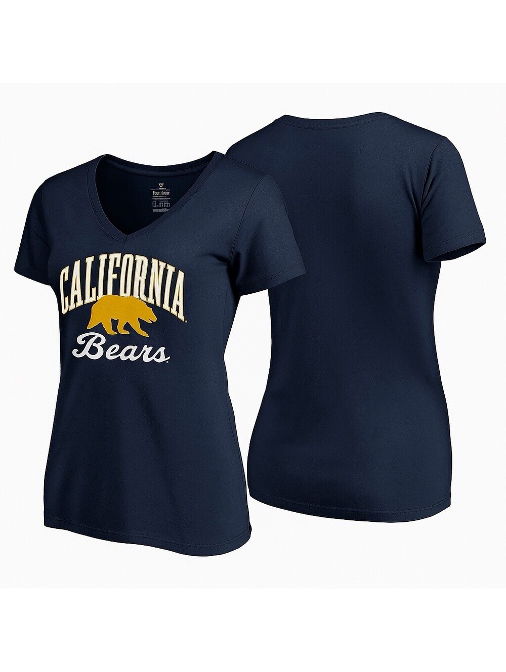 California Bears Womens Large Navy Blue Fanatics V Neck T-Shirt NCAA Graphic Tee